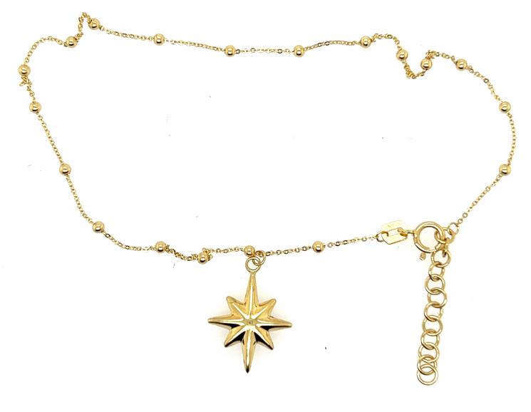 14K Yellow Gold Star Charm Ankle Bracelet