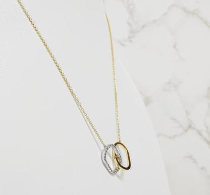 18K Yellow & White Gold Diamond Interlocking Rings Pendant