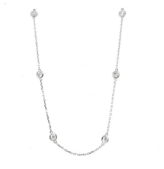 14K White Gold Diamonds by the Inch Necklace 1.6ctw