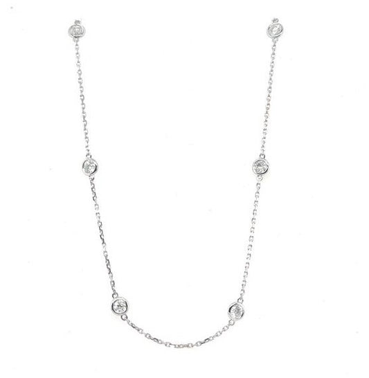 14K White Gold Diamonds by the Inch Necklace 1.6ctw
