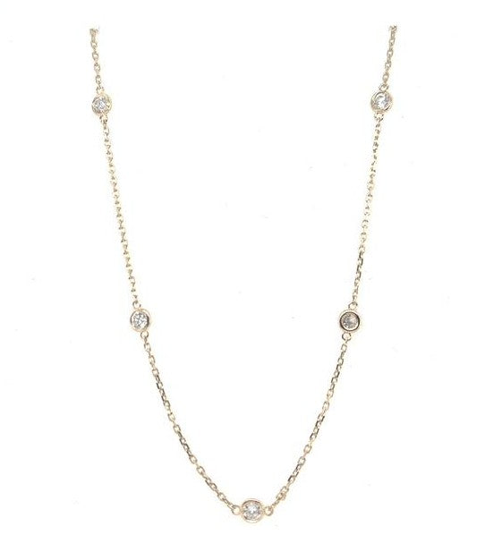 14K Yellow Gold Diamonds by the Inch Necklace 1.32ctw