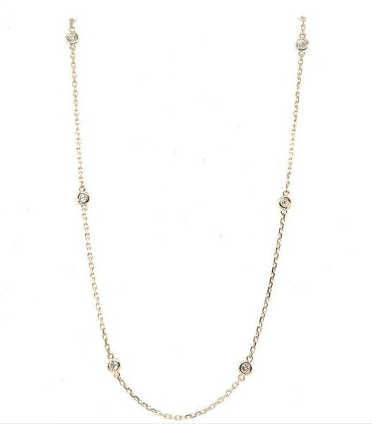 14K Yellow Gold Diamonds by the Inch Necklace - 0.32ctw