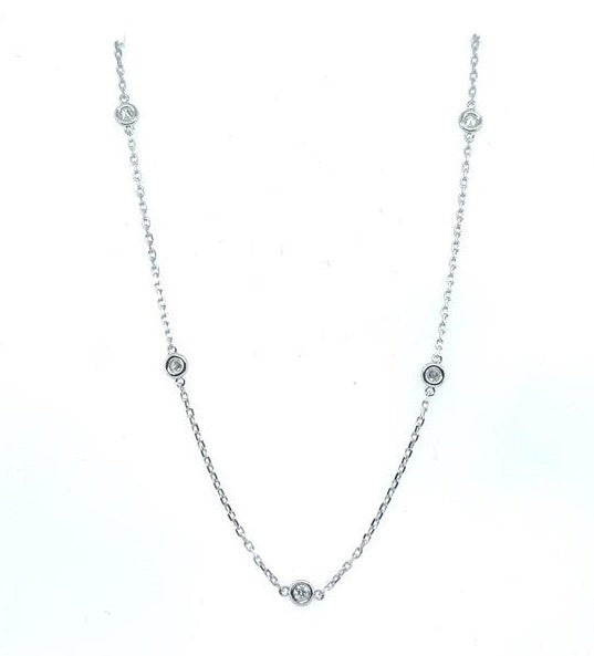 14K White Gold Diamonds by the Inch Necklace 0.43ctw