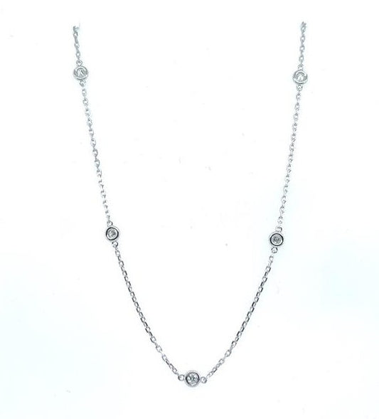 14K White Gold Diamonds by the Inch Necklace 0.43ctw