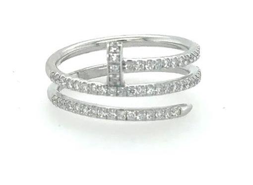 14K White Gold Diamond Wrap Around Nail Ring - 0.56ctw Size 6