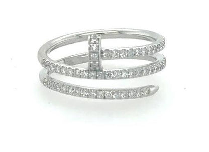 14K White Gold Diamond Wrap Around Nail Ring - 0.56ctw Size 6