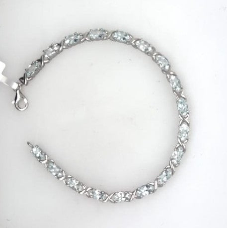 Sterling Silver Aquamarine Tennis Bracelet