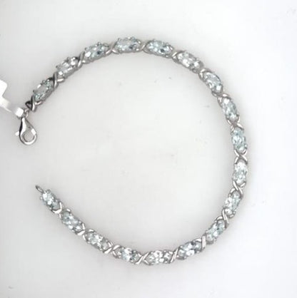 Sterling Silver Aquamarine Tennis Bracelet