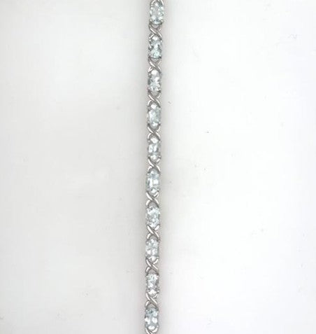 Sterling Silver Aquamarine Tennis Bracelet