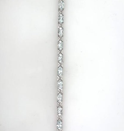 Sterling Silver Aquamarine Tennis Bracelet