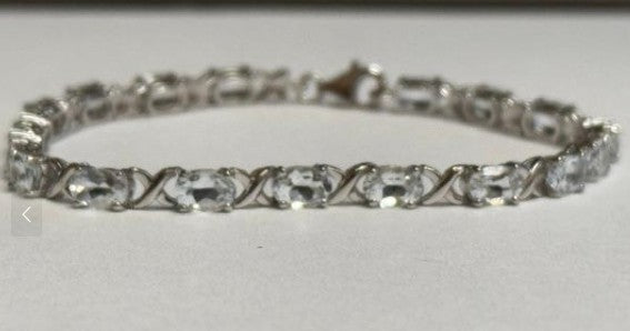 Sterling Silver Aquamarine Tennis Bracelet