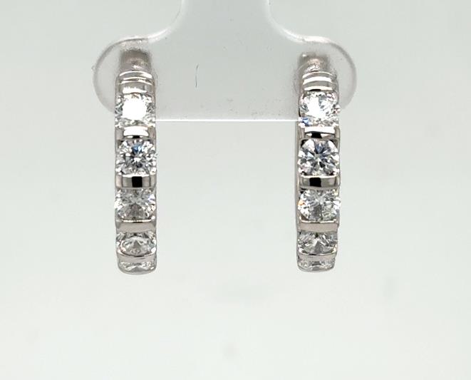 14K White Gold 2.0ctw Diamond Hoop Earrings