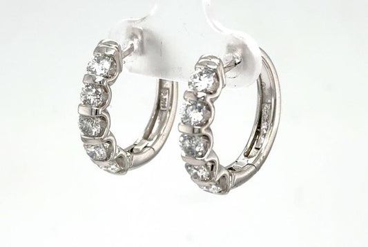 14K White Gold 2.0ctw Diamond Hoop Earrings