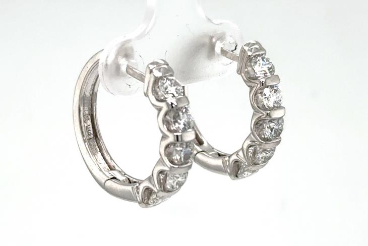 14K White Gold 2.0ctw Diamond Hoop Earrings