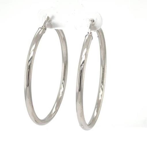 14K White Gold Classic Hoop Earrings