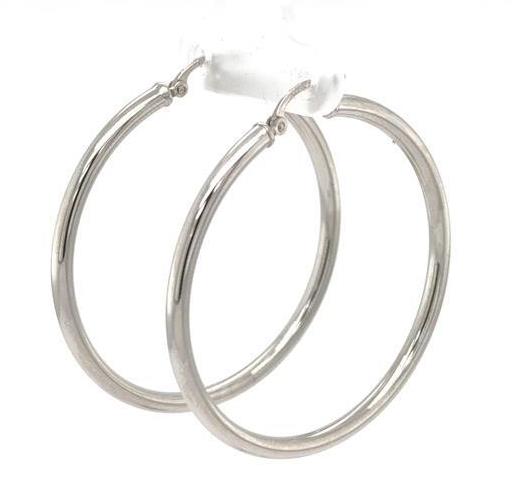 14K White Gold Classic Hoop Earrings