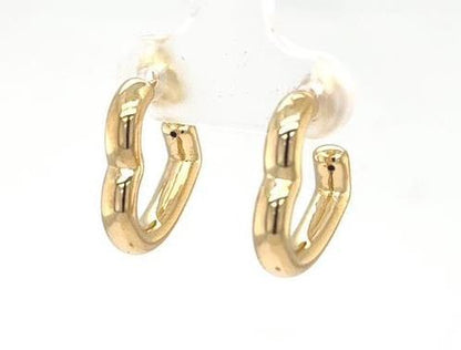 14K Yellow Gold Heart Shape Hoop Earrings for Women