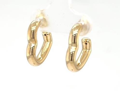 14K Yellow Gold Heart Shape Hoop Earrings