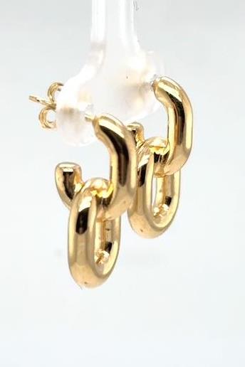 14K Yellow Gold Oval Double Link Earrings