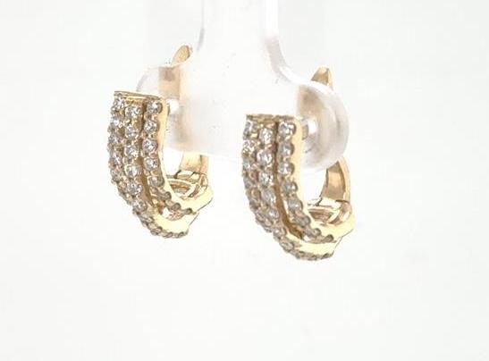 14K Yellow Gold Diamond Huggie Earrings