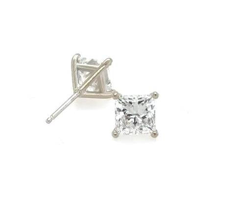 14K White Gold 2.16ctw Lab Grown Princess Cut Diamond Stud Earrings