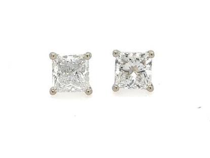 14K White Gold 1.55ctw Lab Grown Princess Cut Diamond Stud Earrings