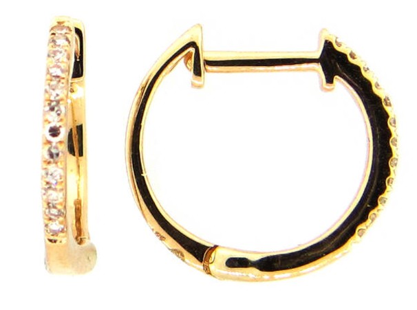14K Yellow Gold Diamond Huggie Earrings