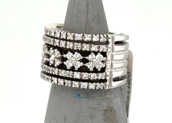 14K White Gold Wide 6 Row Diamond Band