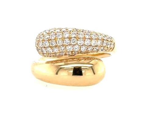 14K Yellow Gold Pave Diamond Bypass Ring