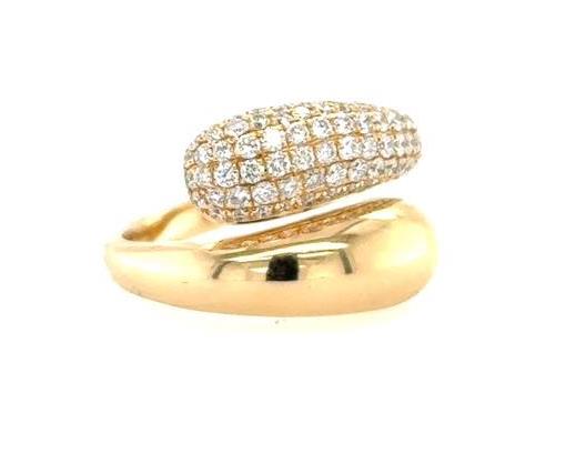 14K Yellow Gold Pave Diamond Bypass Ring