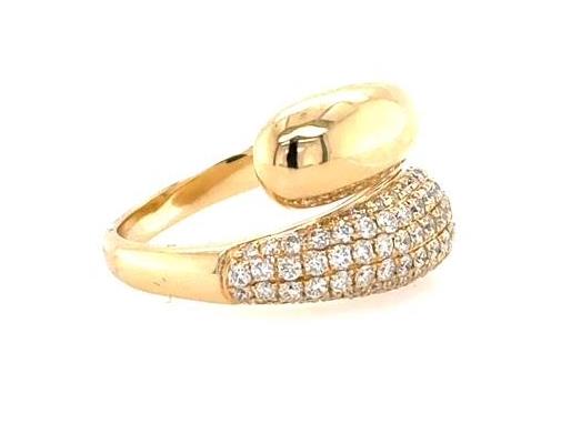 14K Yellow Gold Pave Diamond Bypass Ring