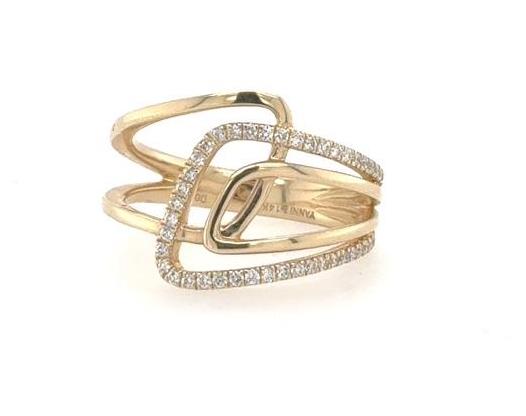 14K Yellow Gold Modern Design Diamond Band