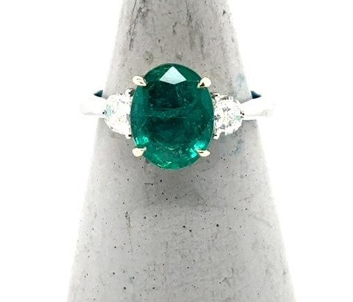 Platinum & 14K yellow Gold Emerald and Diamond Ring