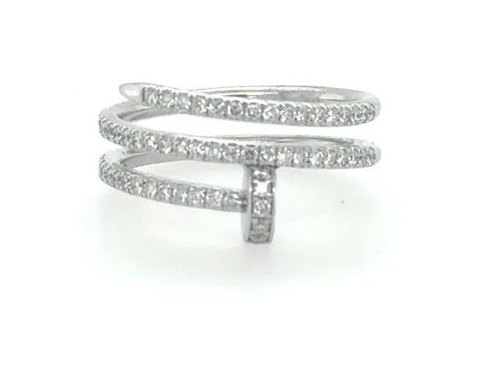 14K White Gold Wrap Around Diamond Nail Ring