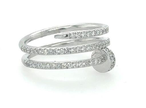 14K White Gold Wrap Around Diamond Nail Ring