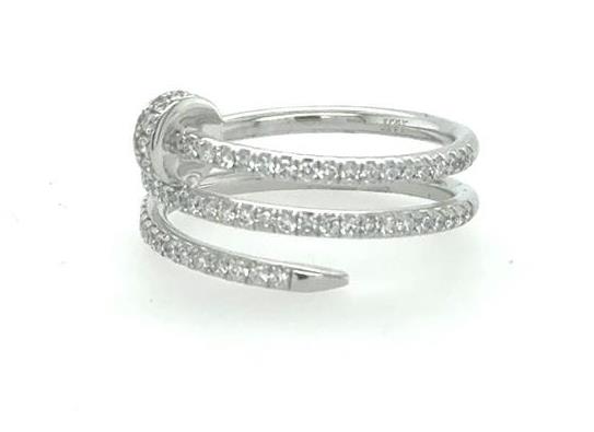 14K White Gold Wrap Around Diamond Nail Ring