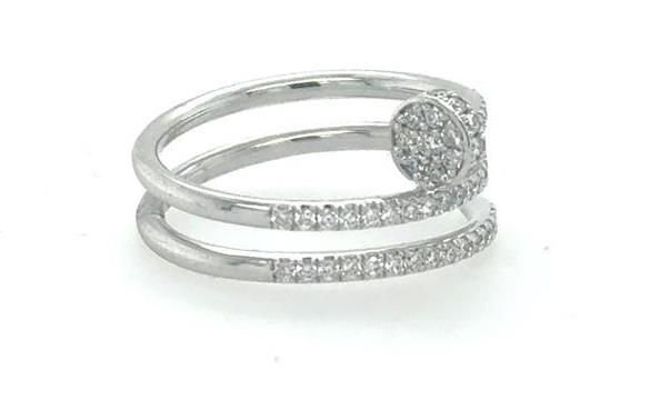 14K White Gold Wrap Around Diamond Nail Ring