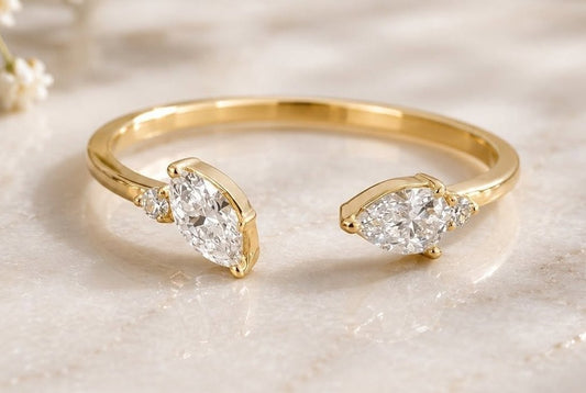 14K Yellow Gold Lab Grown Diamond Ring - Multi-Stone Ladies Design
