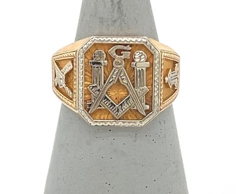 14K Yellow & White Gold Masonic Ring