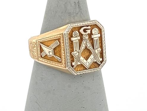 14K Yellow & White Gold Masonic Ring