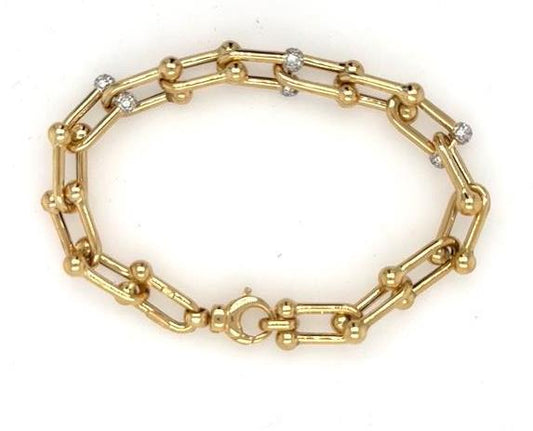 14K Two-Tone "U" Link Bracelet