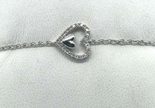 14K Petite Diamond Heart Bracelet