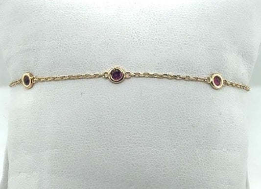 14K Yellow Gold Rubies by the Inch Bracelet