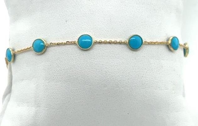 14K Yellow Gold Turquoise by the Inch Bracelet