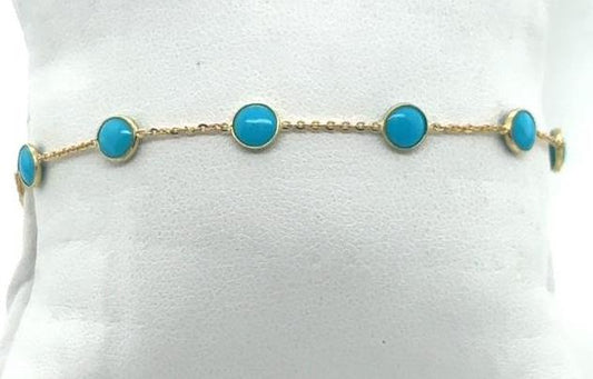 14K Yellow Gold Turquoise by the Inch Bracelet