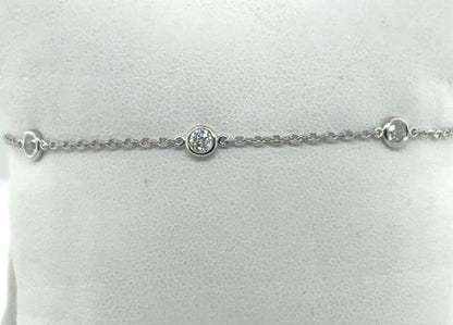 14K Gold Diamond by the Inch Bracelet - 7" Cable Link