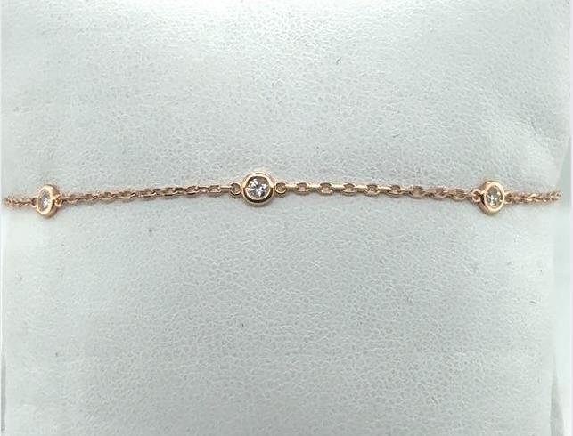 14K Gold Diamond by the Inch Bracelet - 7" Cable Link
