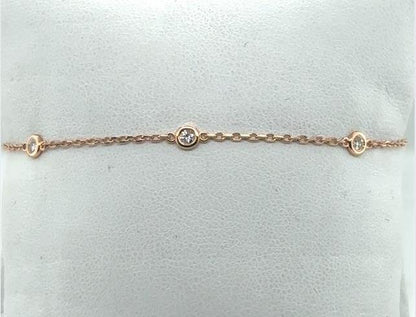 14K Gold Diamond by the Inch Bracelet - 7" Cable Link