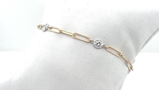 14K Yellow Gold Diamond Paperclip Bracelet