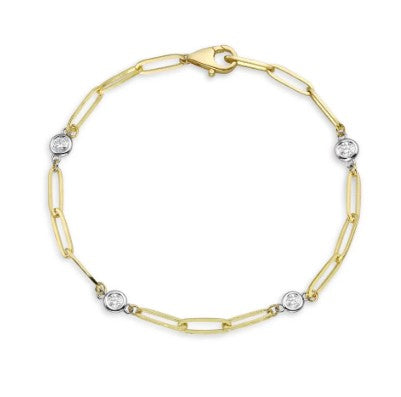 14K Yellow Gold Diamond Paperclip Bracelet